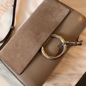 Chloe Faye Shoulder Bag Small Leather and Suede